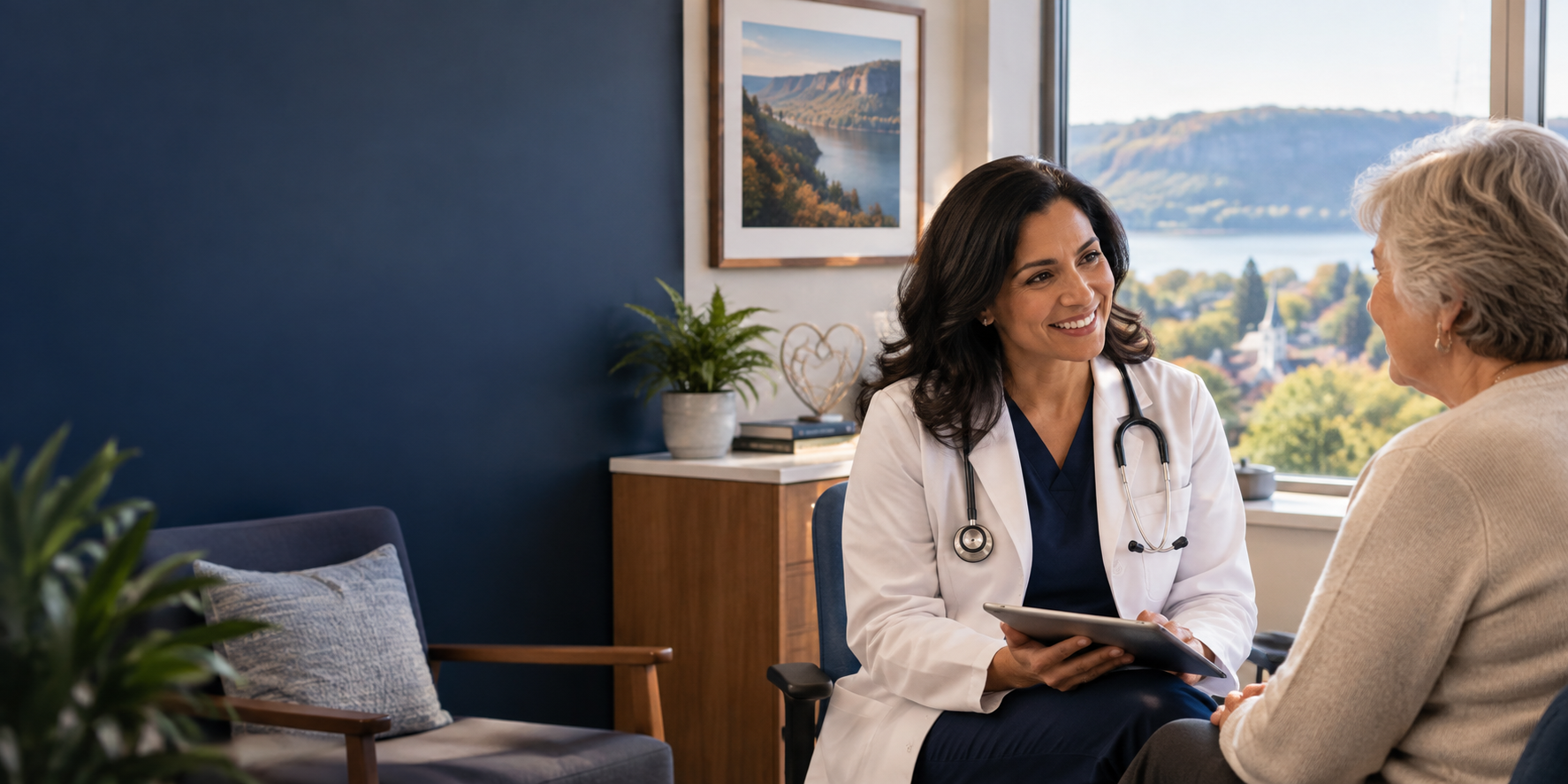 Independent physician meeting with a patient in a community medical practice