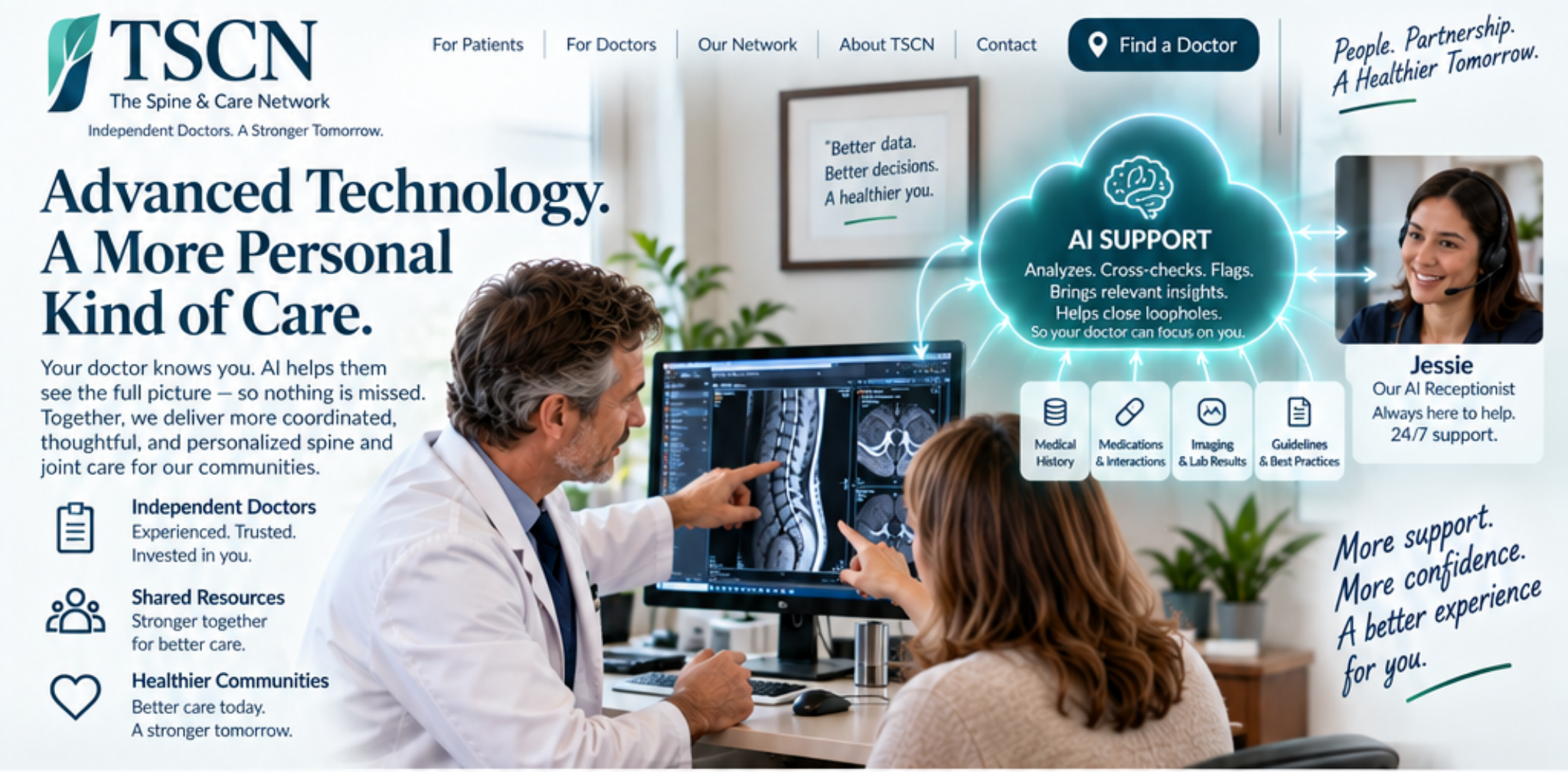 Doctor and patient reviewing medical imaging together in a consultation setting
