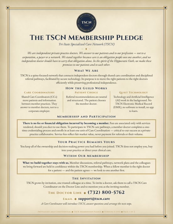 First page thumbnail of the TSCN Doctor Membership Pledge PDF